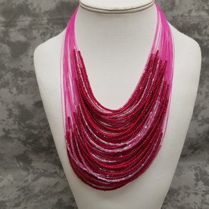 Multi Strand Pink Bead Necklace
